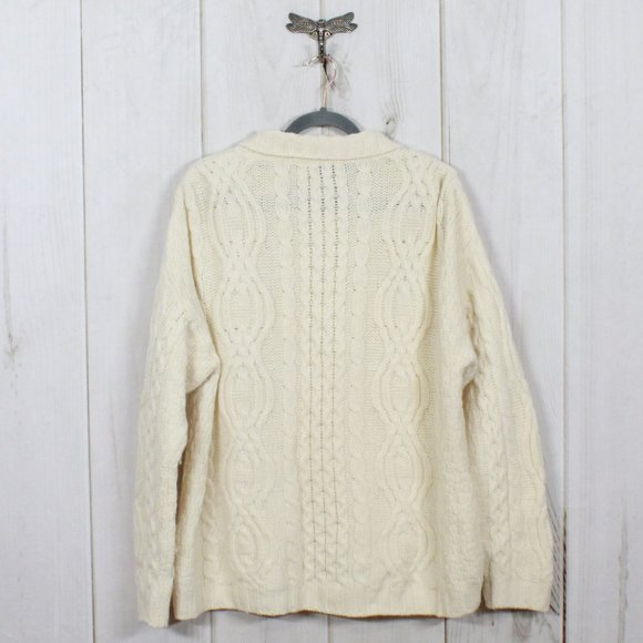 ARAN CRAFTS Merino Wool Full Zip Knit Sweater Sz L - Picture 5 of 12